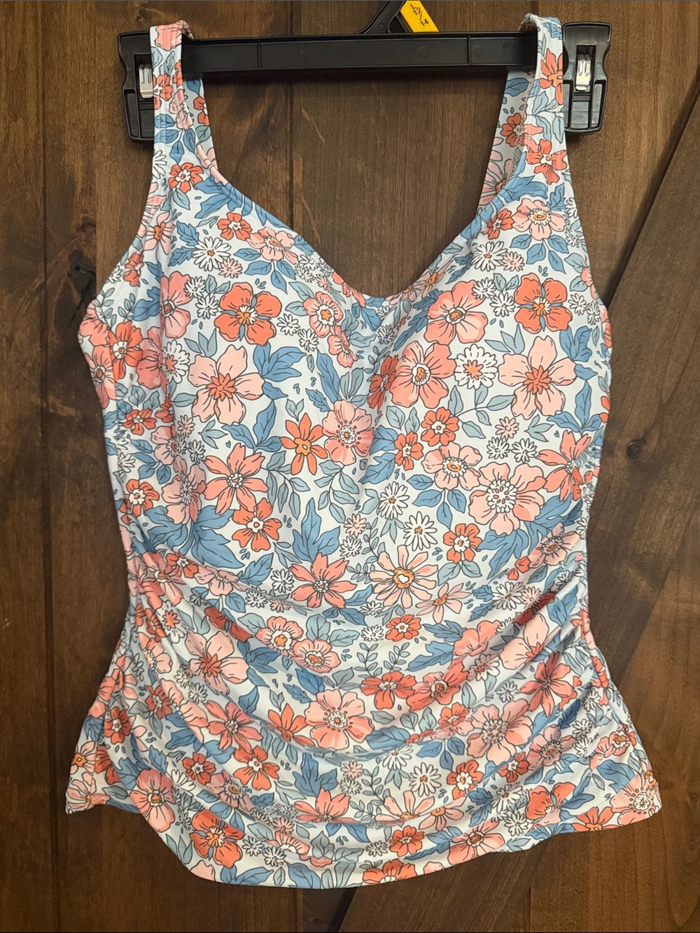Women's Floral Swim Camisole in Coral & Blue